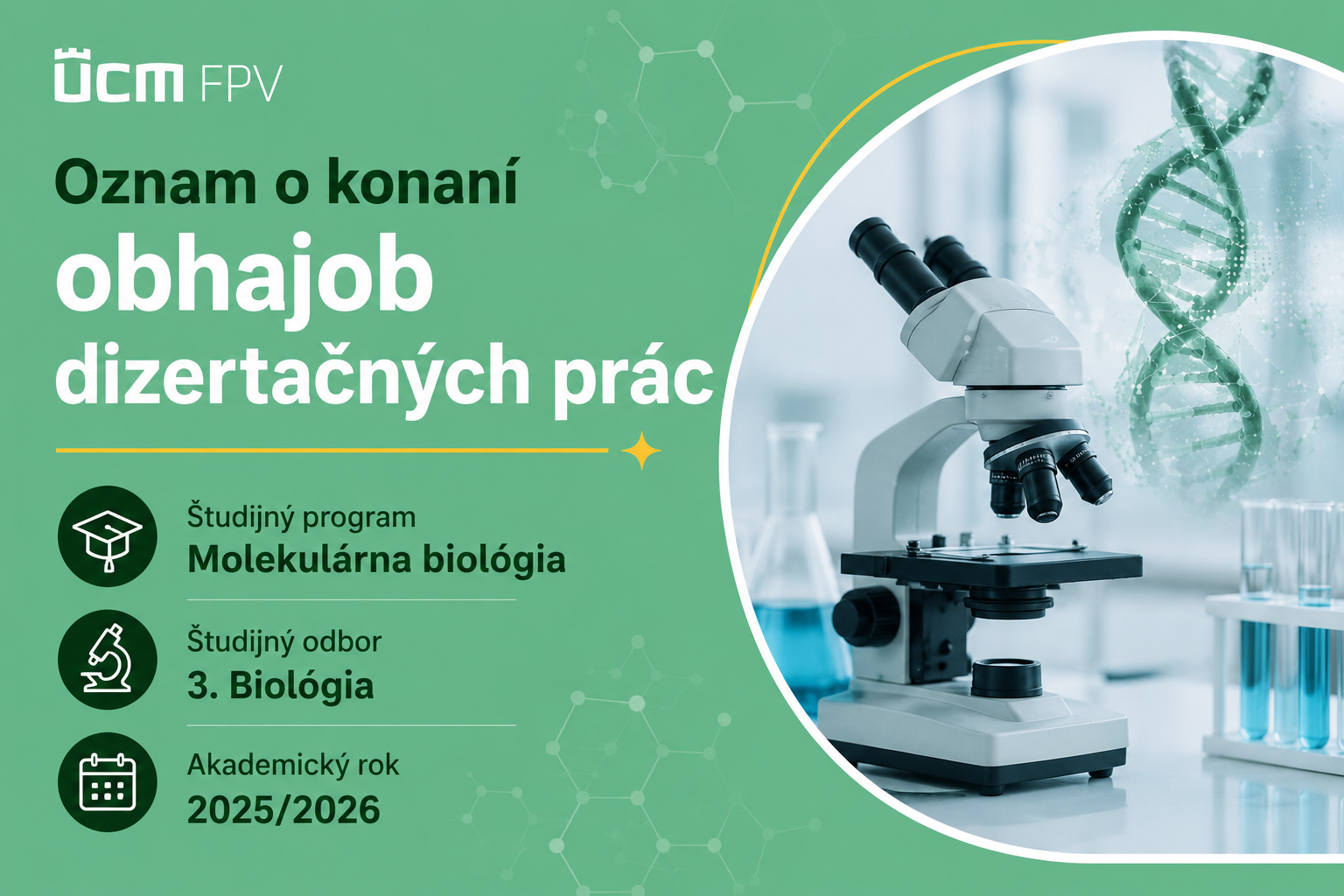 Oznam o konaní obhajob dizertačných prác